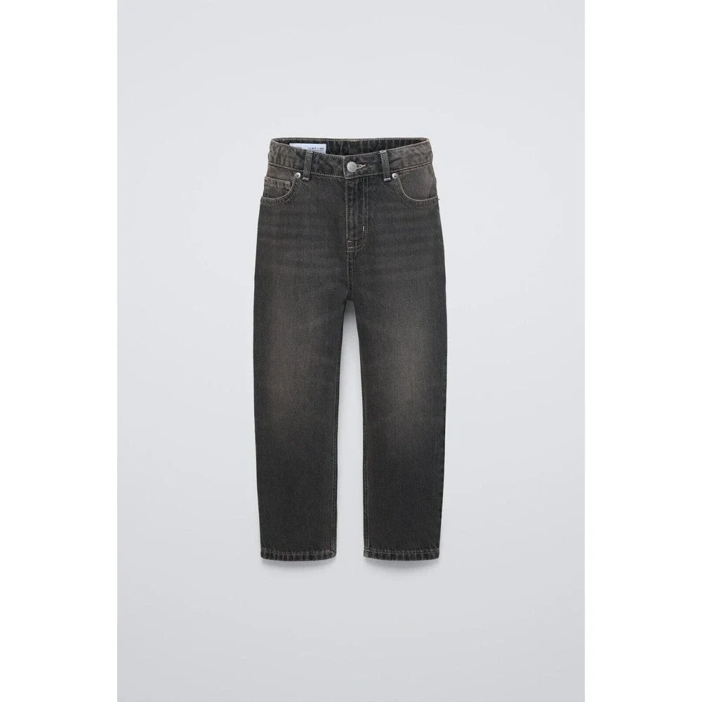 NWT ZARA Kids Distressed Effect Loose Jeans Black Size 13/14